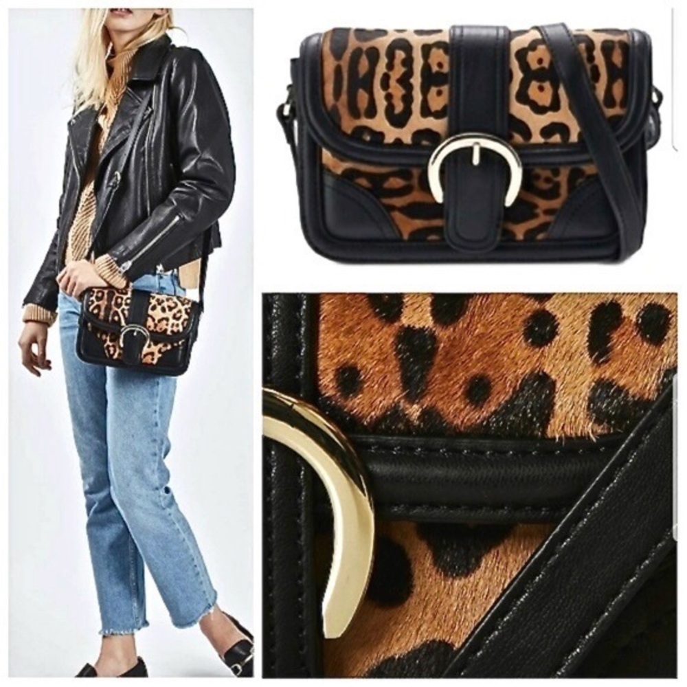 Topshop Cheetah Black Crossbody Purse